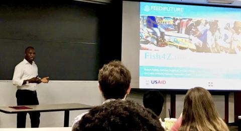 Robert Kolbila presenting his Fish4Zambia presentation